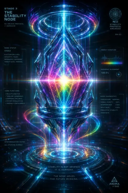Stability Node — chromatic harmonic scaffold, system artifact view