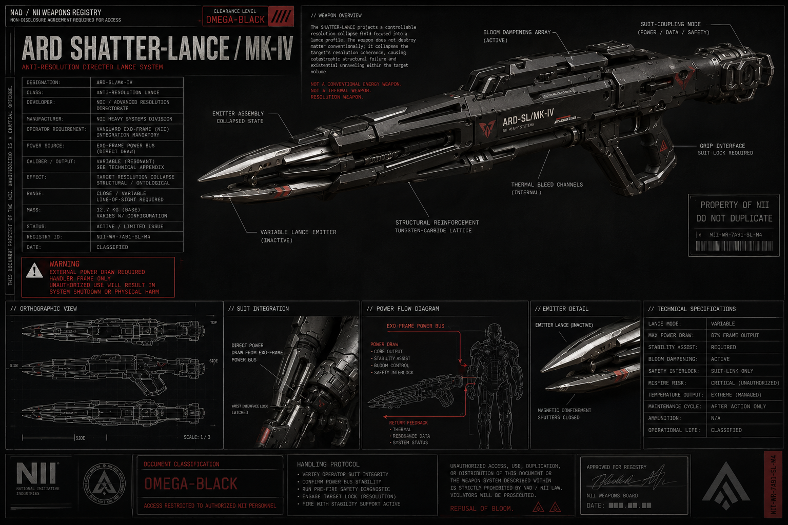 Recovered registry sheet for the ARD Shatter-Lance Mk-IV anti-resolution directed lance system.